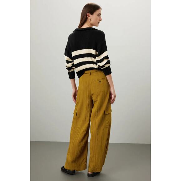 RTR Madewell Green Wide Leg High Rise Pleated Drapey Loose Cargo Pants Size 12 - Picture 2 of 13